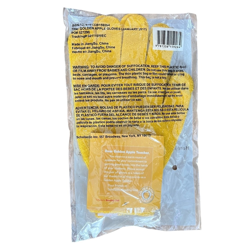 Scholastic Golden Apple Teacher Gloves Reading Club January 2017 Gift